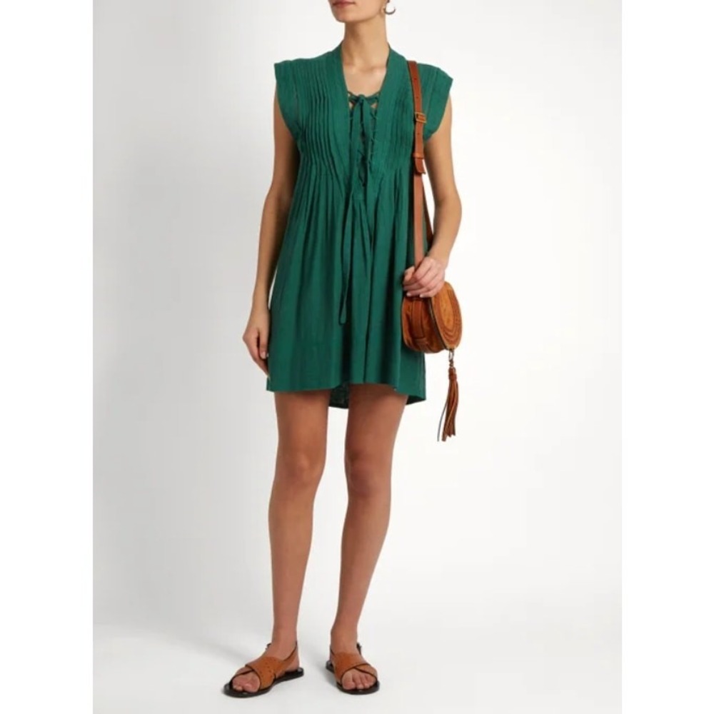 Isabel Marant Mini Dress Size 8 Green "Karen City Flou" Chic Casual‎ Day Dress